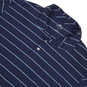Peter Millar Seaside Wash Polo Shirt Mens Large Blue Striped Crown Logo